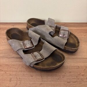 Birkenstock Arizona 38 Suede Double Strap Sandal - Grey